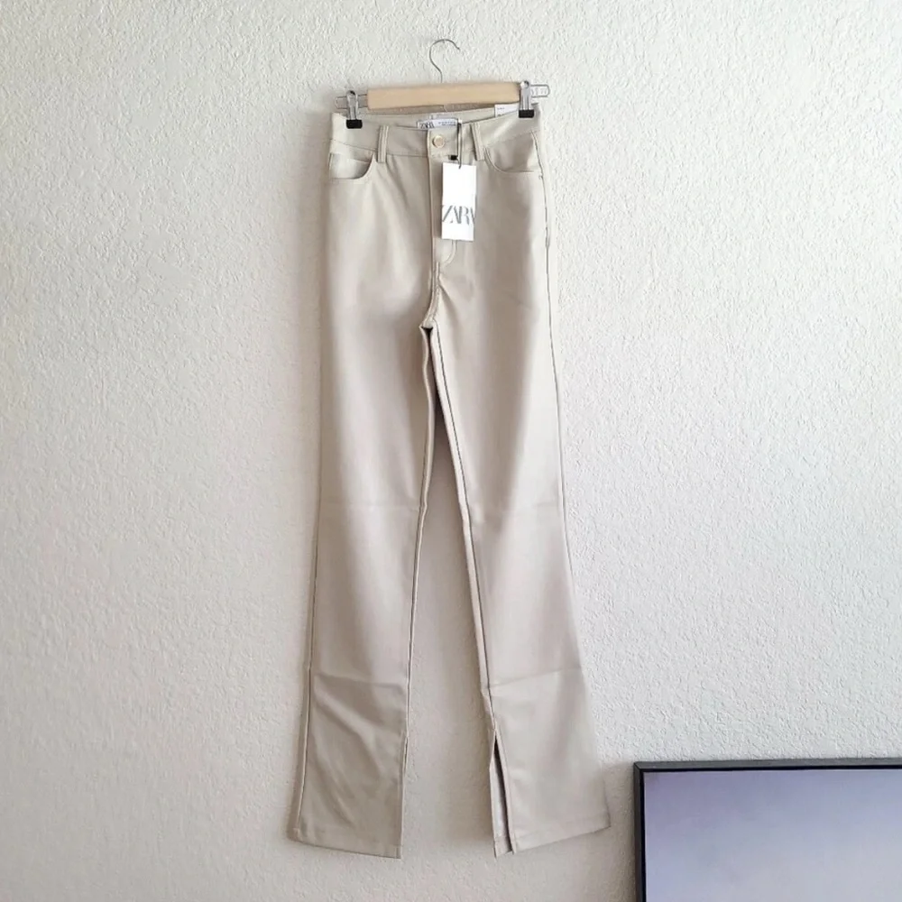 NWT Zara High Rise Faux Leather Split Ankle Bloggers Favorite Pants - Picture 9 of 9